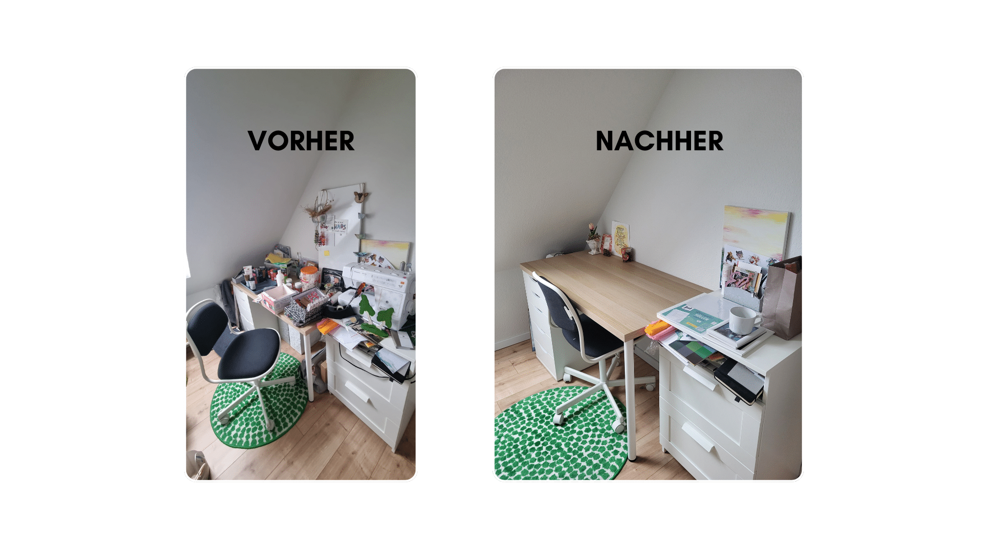 vorher-nachher Vorher Nachher Effekt nach "Einer Stunde Klarheit" Ordnungscoaching
